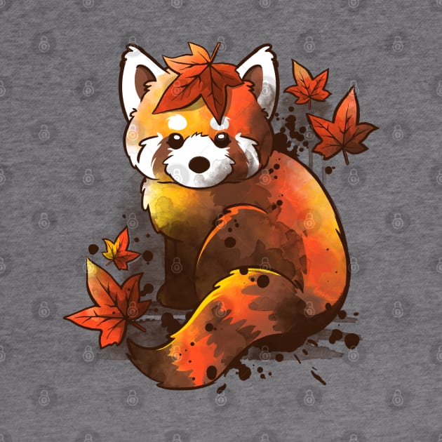 Red panda red leaves by NemiMakeit